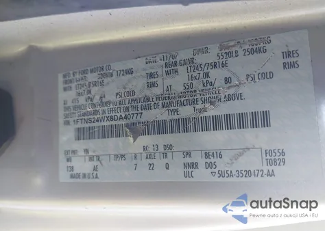 2008 Ford Econoline E250 Van из США, поврежденный, VIN 1FTNS24WX8DA40777